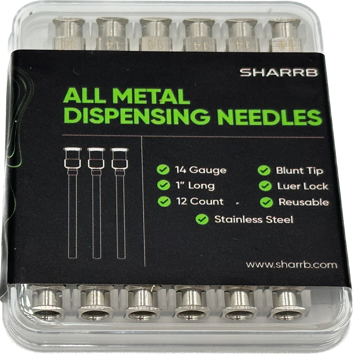 SHARRB 12 Pack - Dispensing Needle 1 - All Metal, Stainless Steel
